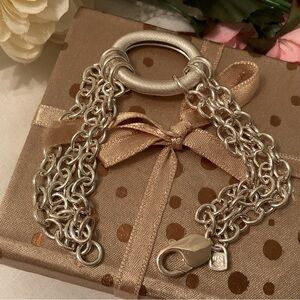 .999 PURE SILVER TRIPLE LINK BRACELET WITH OPEN OVAL IN CENTER BY PURELY SILVER
